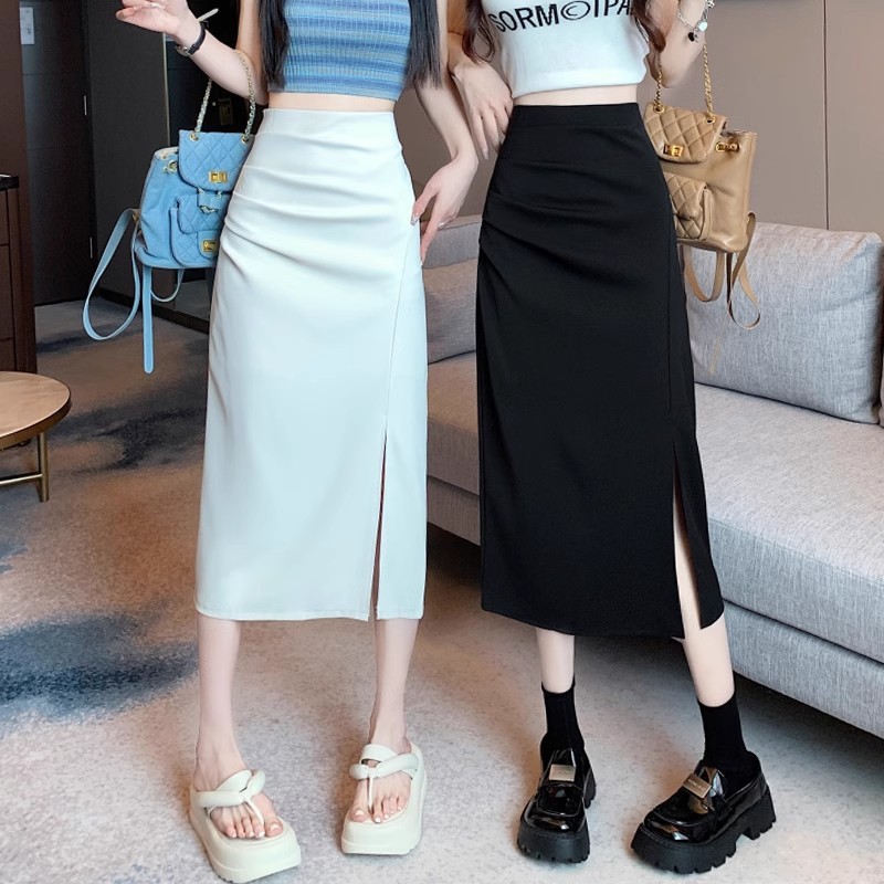 Picture of Irregular Split Pleated Skirt Skirt Spring and Autumn Women's Bag Hip Long Skirt 2024 New High Waist Mid-length A- line Skirt