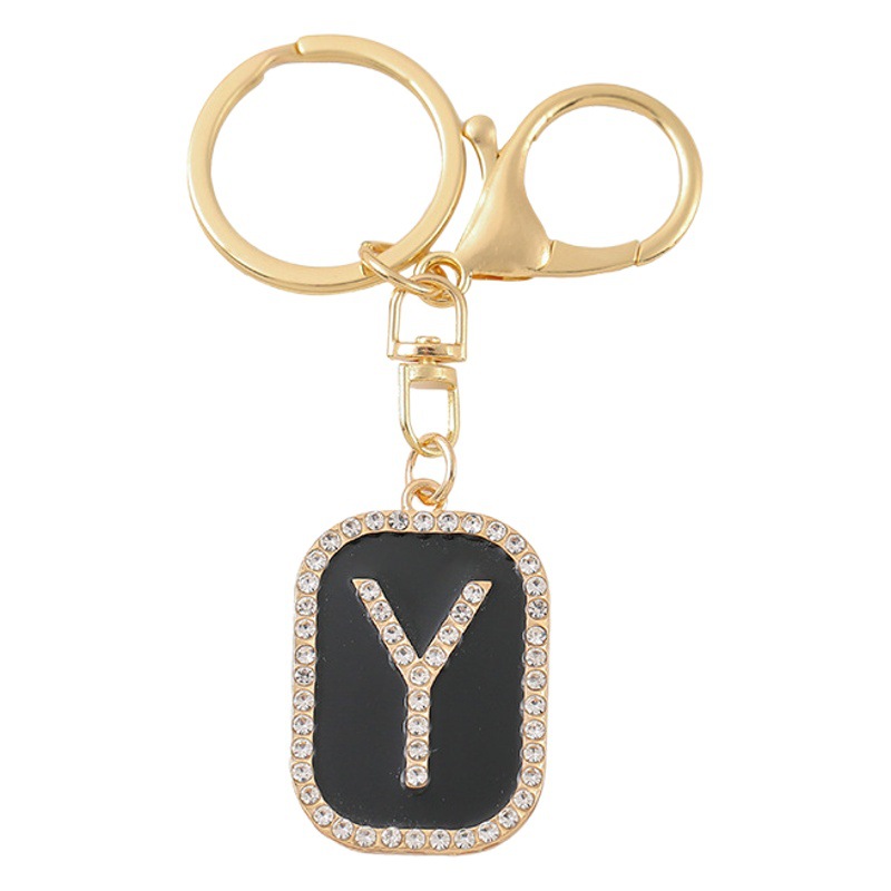 Cross-Border Wholesale Creative Letter Keychain Small Pendant Car Backpack Accessories Rhinestone Metal Pendant Key Chain