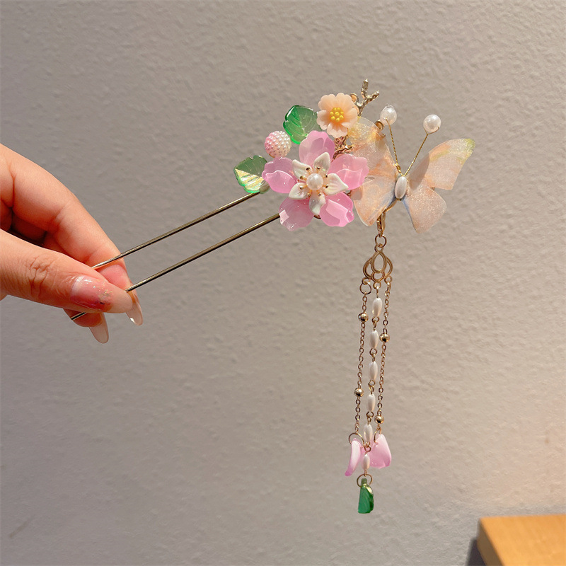 Picture of Antique Hanfu Hairpin Girls' Hair Hairpin Children's Ancient Headwear Chinese Style Step-by-step Tassel Hair Hairpin Hair Accessories
