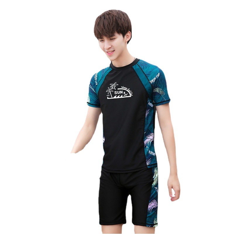 2022 Couple's Swimsuit Short-sleeved Sunscreen Split Fashion Korean Men's Short-sleeved Women's Suit Surfing Beach Swimsuit
