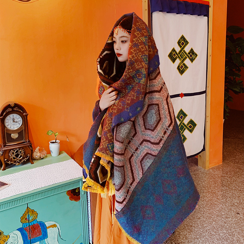 Picture of Take photos and knock good-looking ~ exotic Wind Big Northwest Travel super-large shawl female Nepalese National scarf thickened in winter