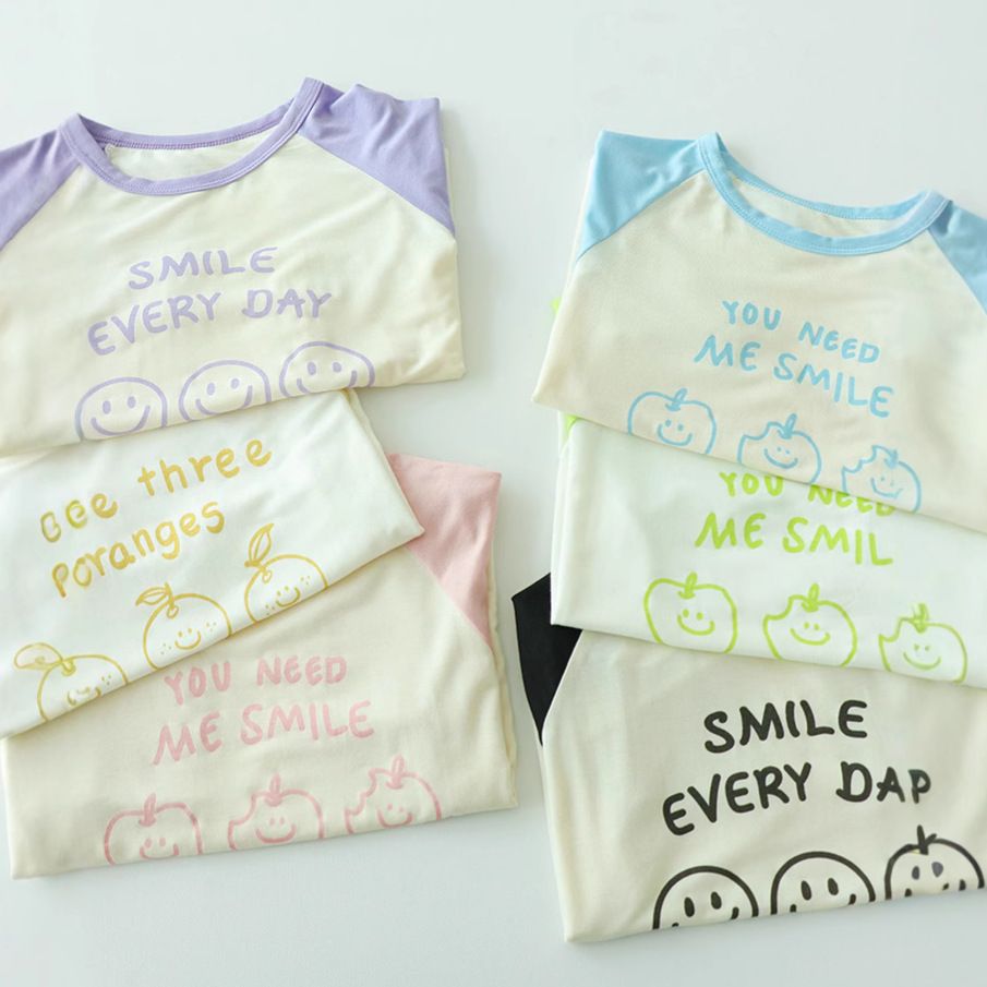 Picture of 2025 Children's Summer Modal Cartoon Pajamas for Boys and Girls Seven-point Raglan Sleeve Home Baby Air-conditioning Clothes suit