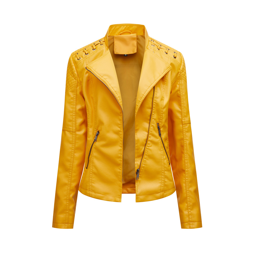 Picture of Exquisite leather jacket youthful fashion European and American women's leather jacket short jacket slim-fit thin