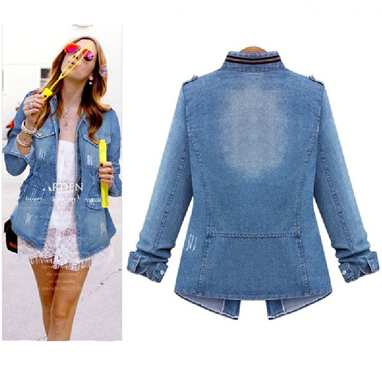 New 2025 European and American foreign trade temperament fashion women's Denim collar slim women's coat manufacturers wholesale