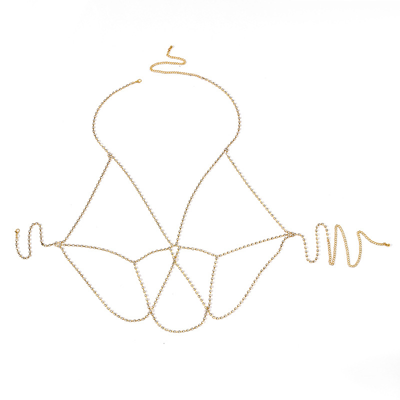 Picture of Bikini Fashion Chest Chain Summer Beach Vacation Rhinestone Chain Simple European and American Tassel Body Chain Accessories Women
