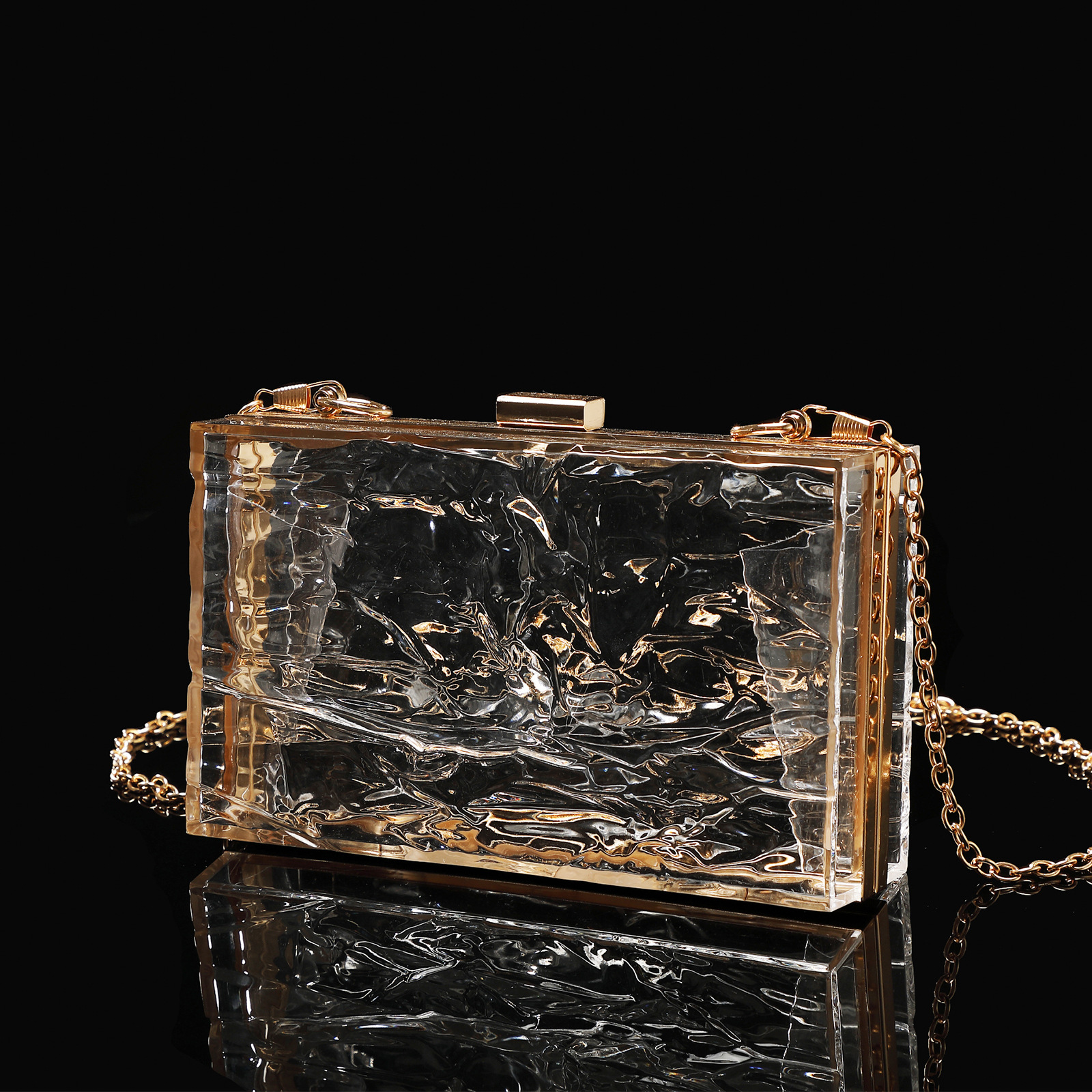 Picture of Women's new evening bag ice crack transparent acrylic fashion clutch chain bag cross-border Amazon exclusive