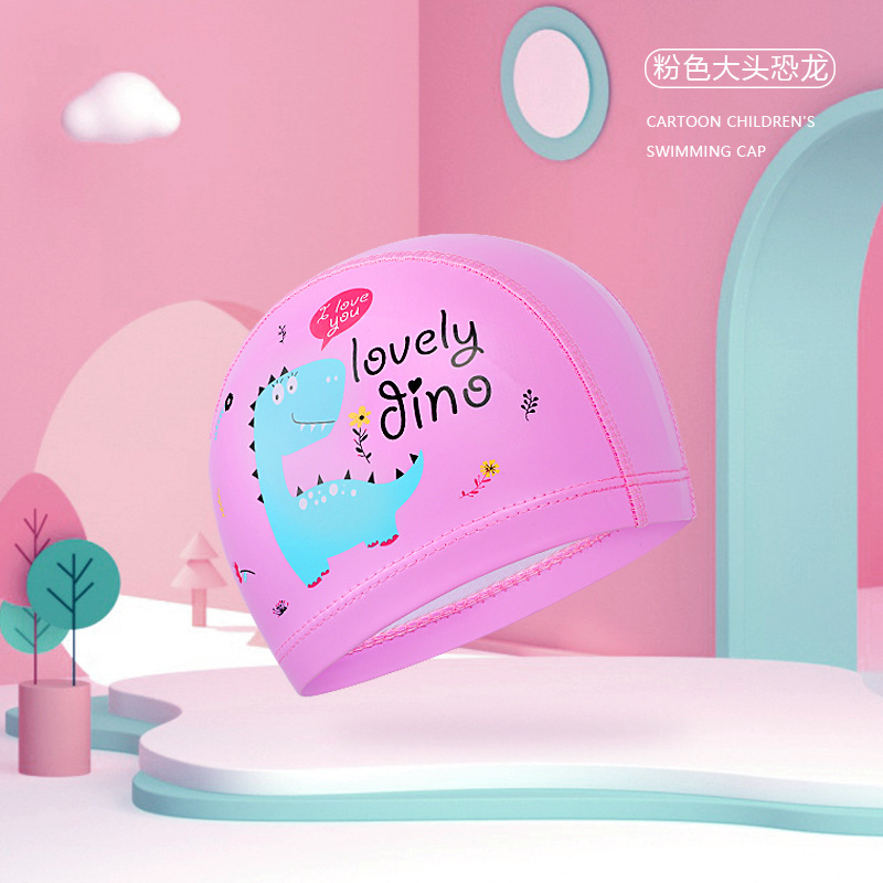 Picture of Youyou Children's Swimming Cap for Boys and Girls, Cartoon Cute Pu Swimming Cap for Girls with Long Hair, Waterproof, Non-Tightening, Cartoon Style Wholesale