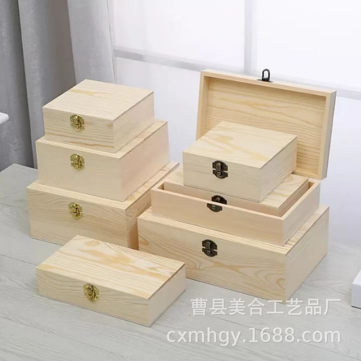 Picture of Factory Wholesale Square Solid Wood Storage Box Pull-Out Lid Wooden Tea Pastry Gift Box Multi-Style Packaging Wooden Box