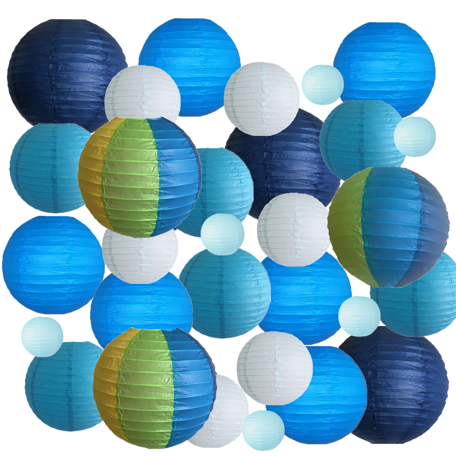 Picture of Spring, Summer, Autumn and Winter Colorfulful Paper Lanterns Round Foldableable Paper Art Combination Set Hanging Lanterns