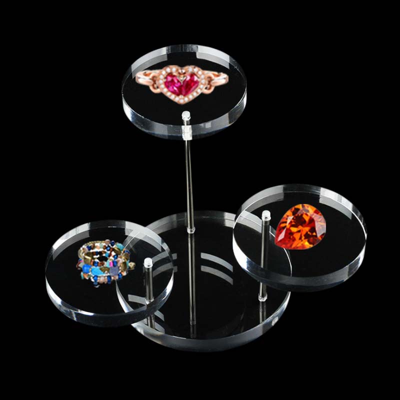 Picture of Acrylic round seat ring jewelry display stand small accessories jewelry tray desktop finishing storage display stand