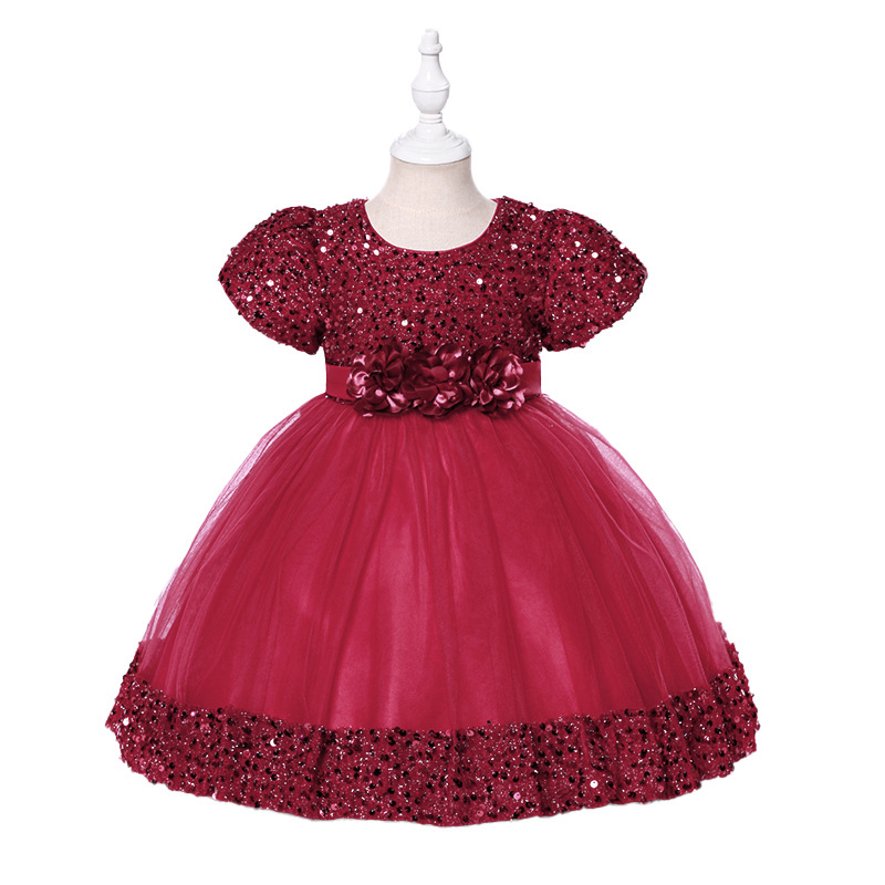 Picture of One-year-old dress baby girl children's dress Princess dress flower girl wedding dress puffy skirt Europe and the United States foreign trade wholesale cake skirt