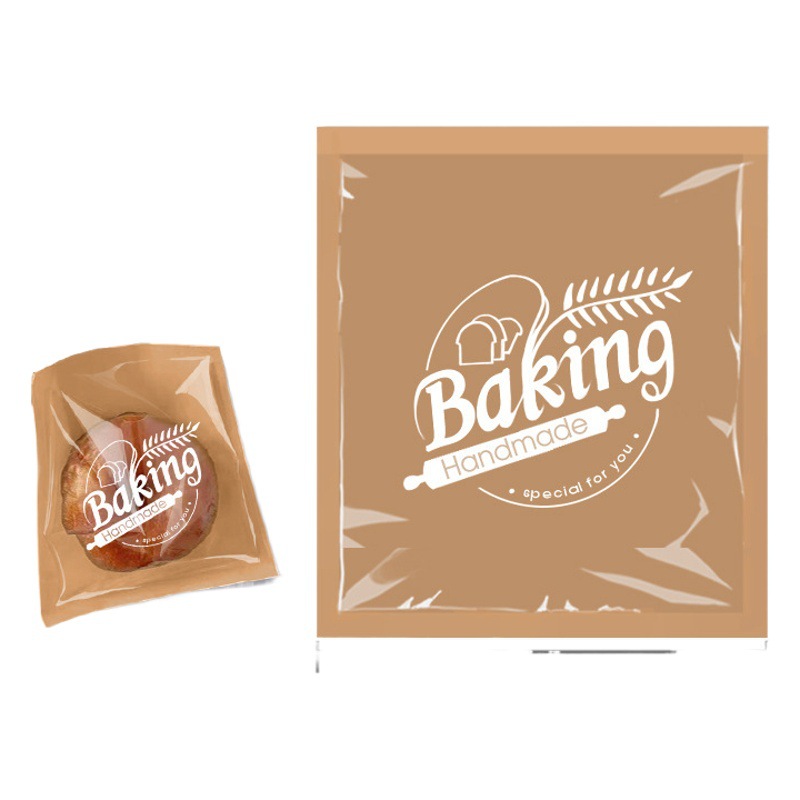 Disposable Bread Packaging Bag, Oil-Proof Cowhide Transparent Coated Paper Bag, Baked Biscuits, Takeaway Food Packaging Bag