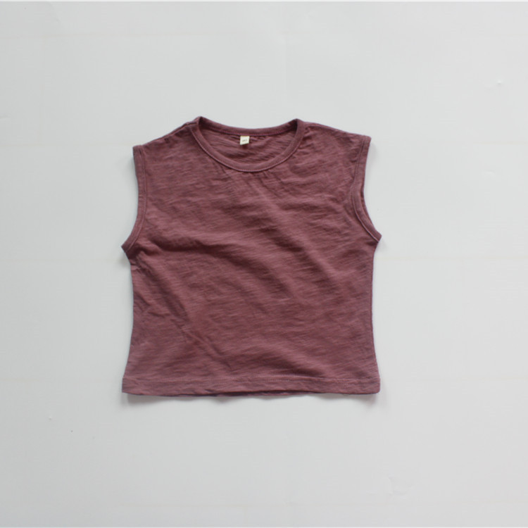 Picture of Summer Children's Vest Solid Color Boys' Vest Korean Style Solid Color Slub Cotton Thin Girls' Top Sleeveless Hair