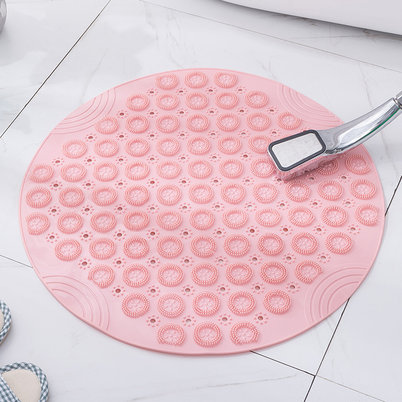 Picture of Combination of New Round Bathroom Tpr Anti-Slip Mat Series Household Shower Room Hydrophobic Quick-Drying Suction Cup Floor Mat Bathroom