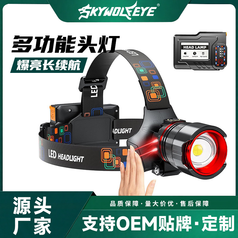 Cross-border new high-power induction telescopic zoom headlamp, outdoor long-endurance hiking and night fishing ultra-bright LED headlamp