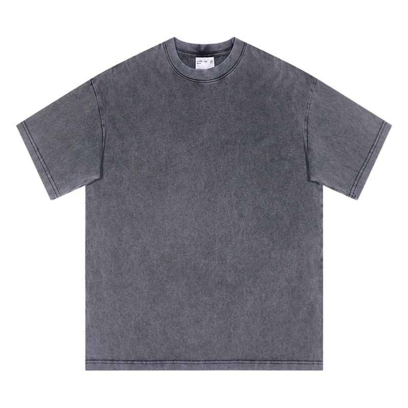 Combed Cotton 300G Heavy Cotton Short Sleeve Men's Crewneck T-shirt Women's Retro Loose Base Shirt American Fashion Brand Top