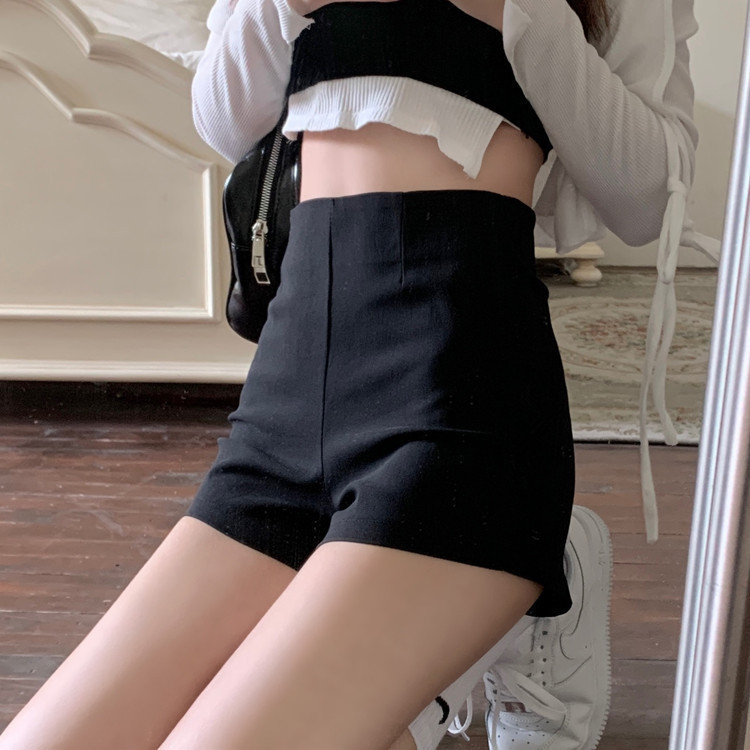 Black High Waist Suit Thin Shorts Women's Summer Thin Anti-running Light Design Sense Slimming Casual Wide Leg Short Pants