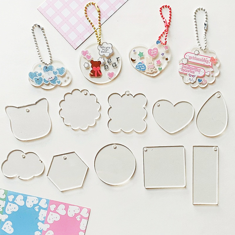 Picture of Cross-border transparent acrylic chip goo card DIY goo plate handmade keychain pendant organic glass blank embryo round