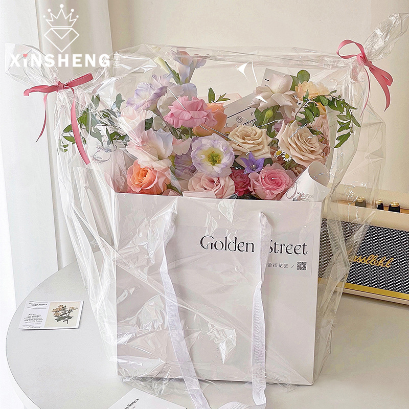 Core bouquet thickened dust bag protection waterproof cellophane florist flower basket preservation opp packaging materials