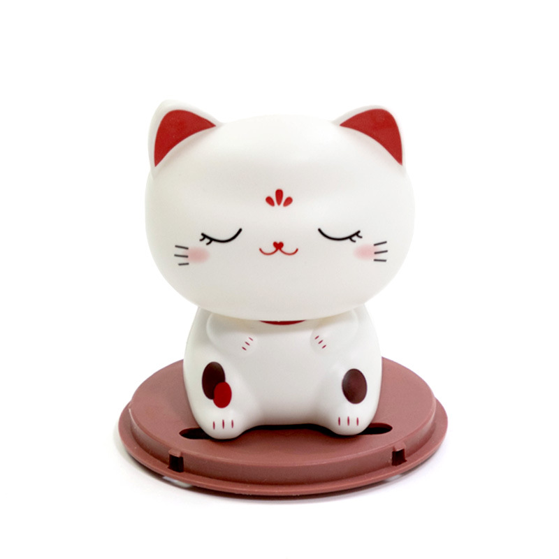 Picture of Car solar big head lucky cat creative cute Japanese home nodding cat shop front desk lucky cat ornaments