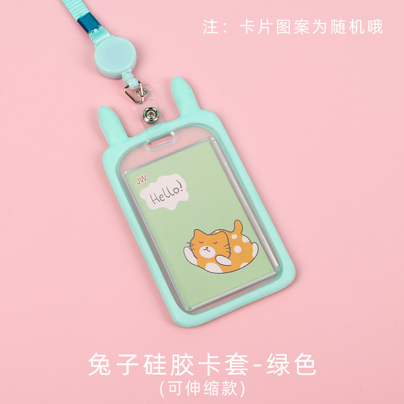 Picture of Ins Style Student Card Holder Creative Cute Halter Silicone Campus Badge Transparent Retractable Rope Id Holder Wholesale