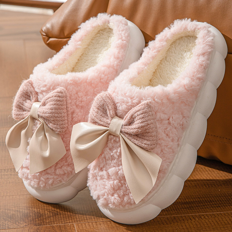 Home Autumn and Winter Postpartum Cute New 2025 Thick-Soled Indoor Furry Slippers Warm Cotton Slippers for Women's Home