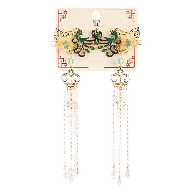 Han Chen Children's Hanfu Hair Accessories New Phoenix Step Tassel Hairpin Antique Headwear Girl's Ancient Clothing Accessories