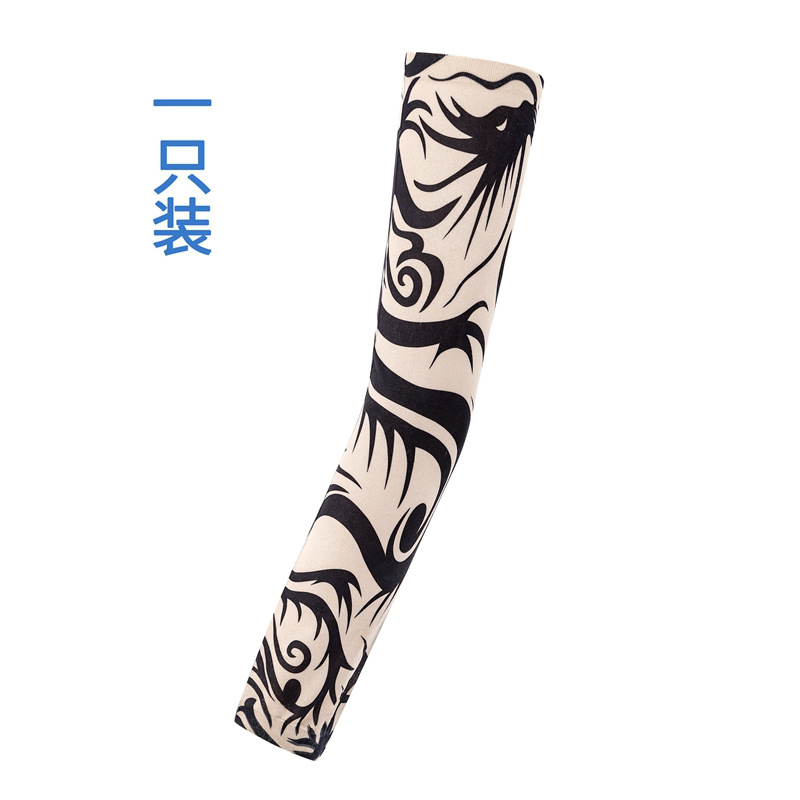 Picture of Flower Arm Tattoo Sleeve Seamless Outdoor Riding Tattoo Sunscreen Sleeve Riding Tattoo Sleeve Optional Color Cross Border