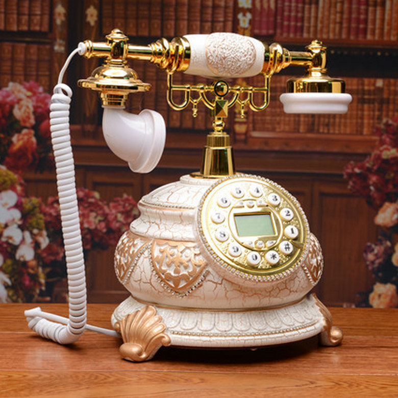 Crack gold inlaid gem antique telephone vintage retro telephone office home landline European style