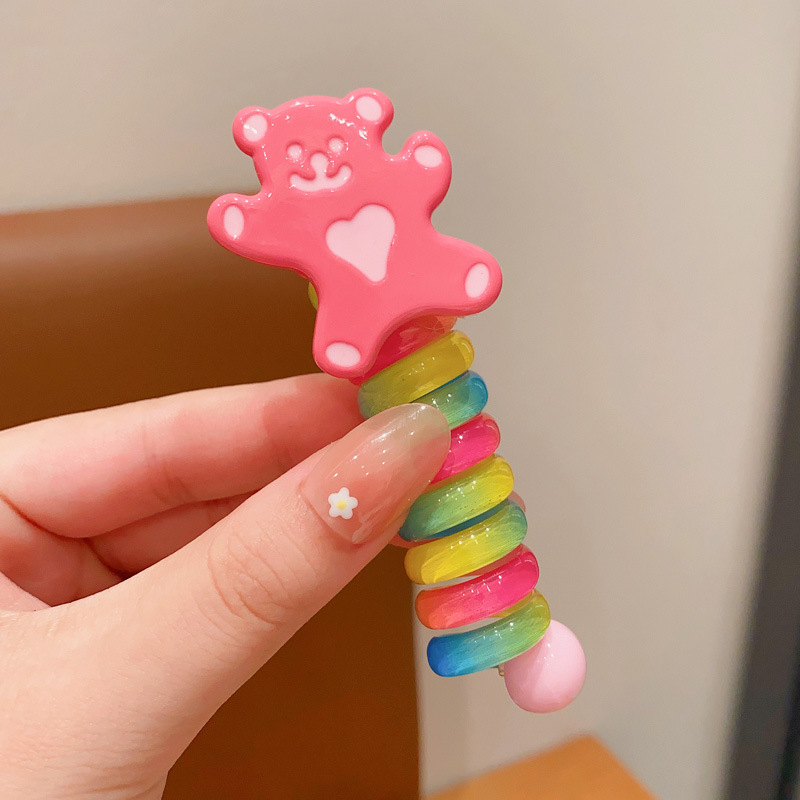 Picture of Children's coil telephone line hair band female high ponytail does not hurt hair hair rope high elastic durable rubber band Braid artifact