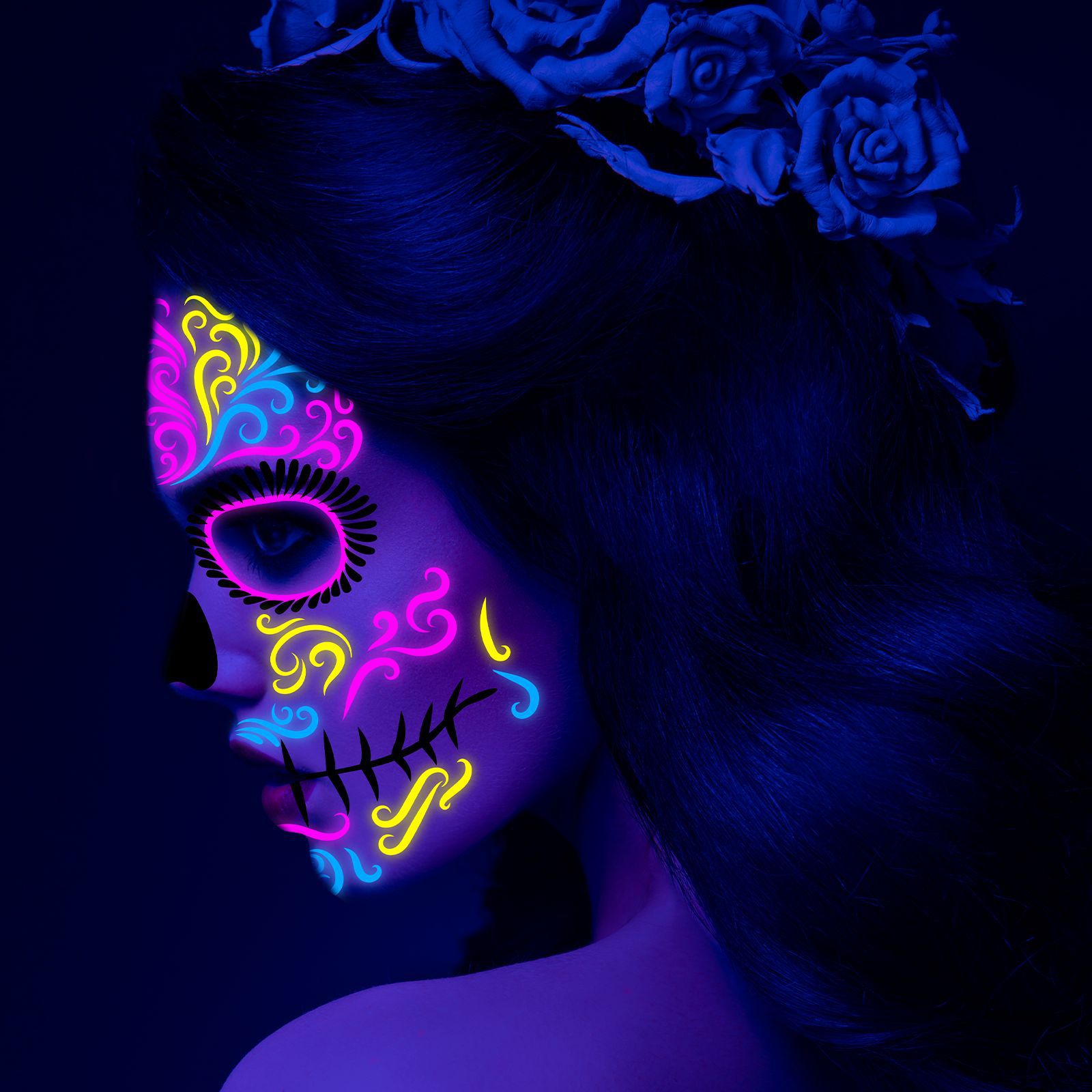 Picture of AirAsia New Funny Undead Day Fluorescent Halloween Death Tattoo Sticker Face Sticker Scar Tattoo Sticker
