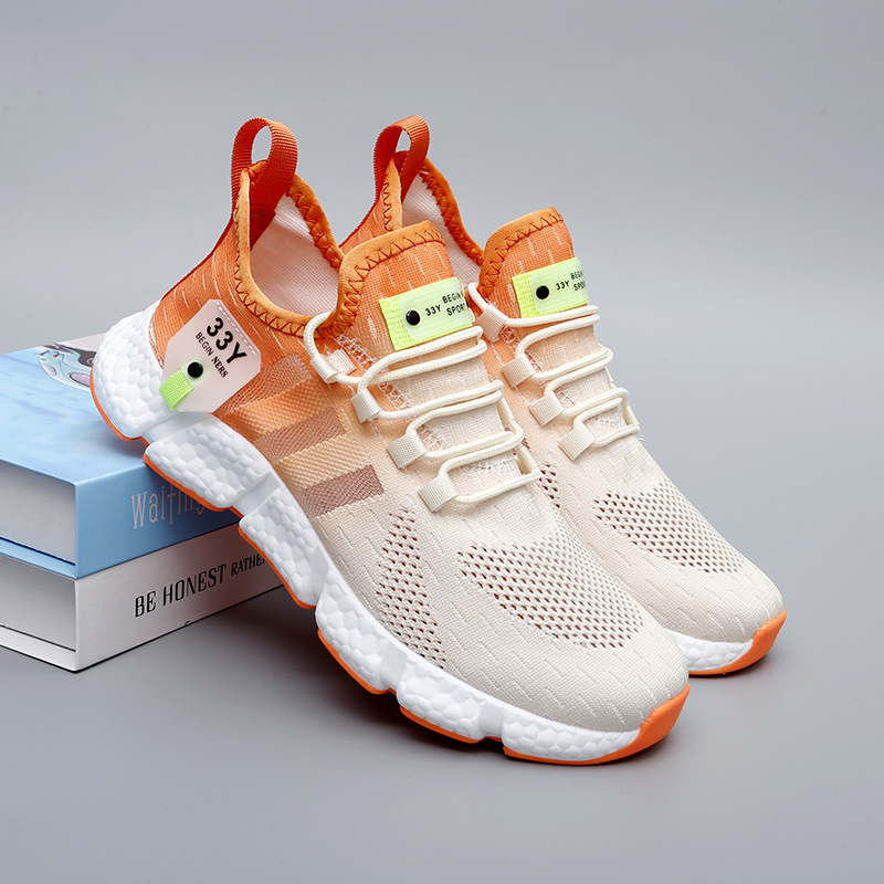 Cross-Border Popular Fly-Woven Mesh Breathable Sports and Casual Shoes Trendy Non-Slip Lightweight Couple Running Shoes G222 Wholesale