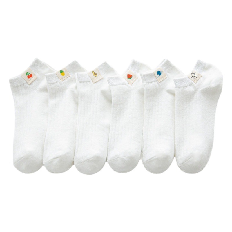 Fruit Socks White Socks Women's Short Socks Thin Cloth Label Fruit Socks Cartoon Girls Sweat Absorbing Breathable Boat Socks Invisible Socks