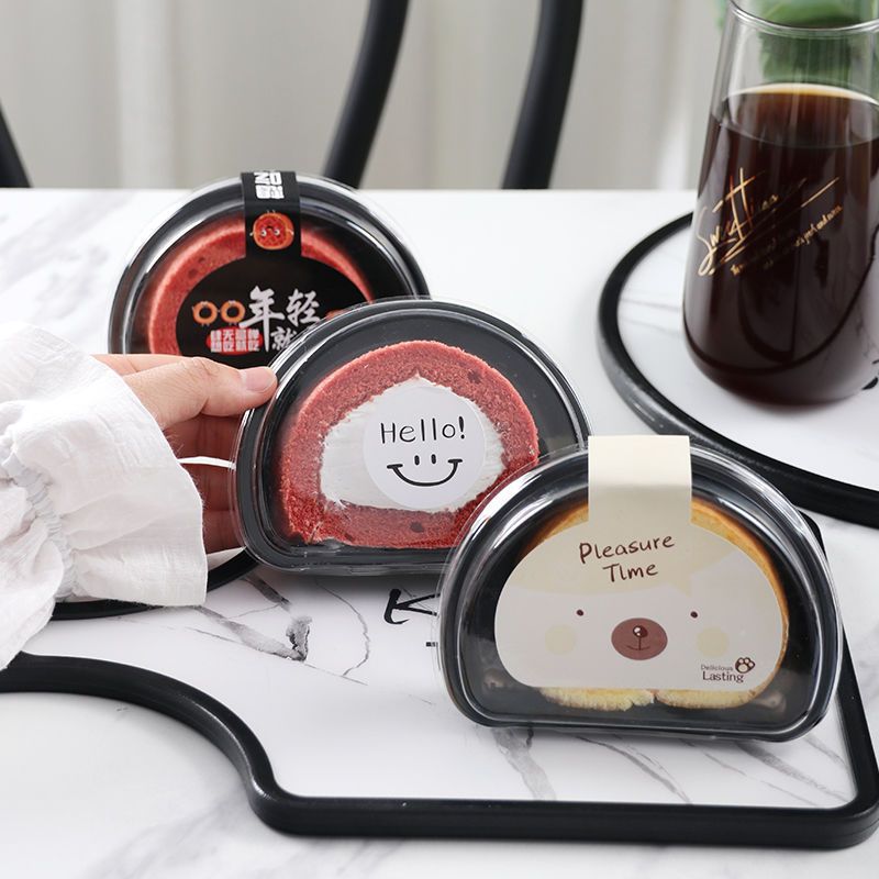 Single Baking Box Cake Roll Cut West Point Mousse Transparent Blister Box Swiss Roll Bread Packaging Box