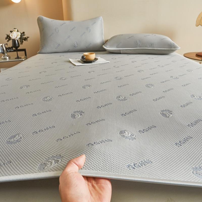 Picture of Class A ice silk mat three-piece set 2025 new summer machine washable antibacterial air conditioning soft mat bed hat 1.8 meters