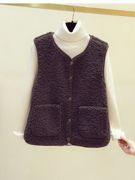 Picture of 2023 Winter New Style Gentle Vest Round Neck Single-Breasted Vest Jacket Slimming Look Cashmere Cardigan for Women