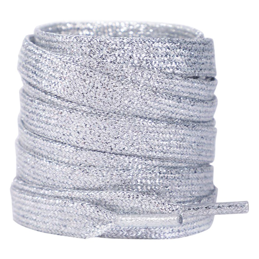 Wild elephant manufacturers wholesale polyester silk double shoelace McQueen small white shoes pearlescent gold silver flat shoelace rope a pair