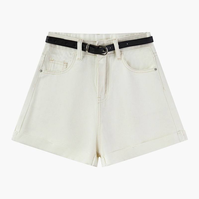 Picture of Denim Shorts Women's Summer New Ins Loose Korean Style High Waist Slim Look Outer Wear Student's Curled Wide Leg A- shaped Hot Pants Trendy