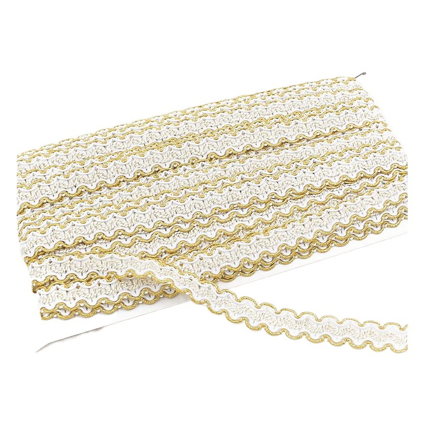 New 1.5cm Gold Double-Sided S-Shaped Wavy Lace Trim for Clothing, Curtain Decoration, and Home Textiles, Modern Style