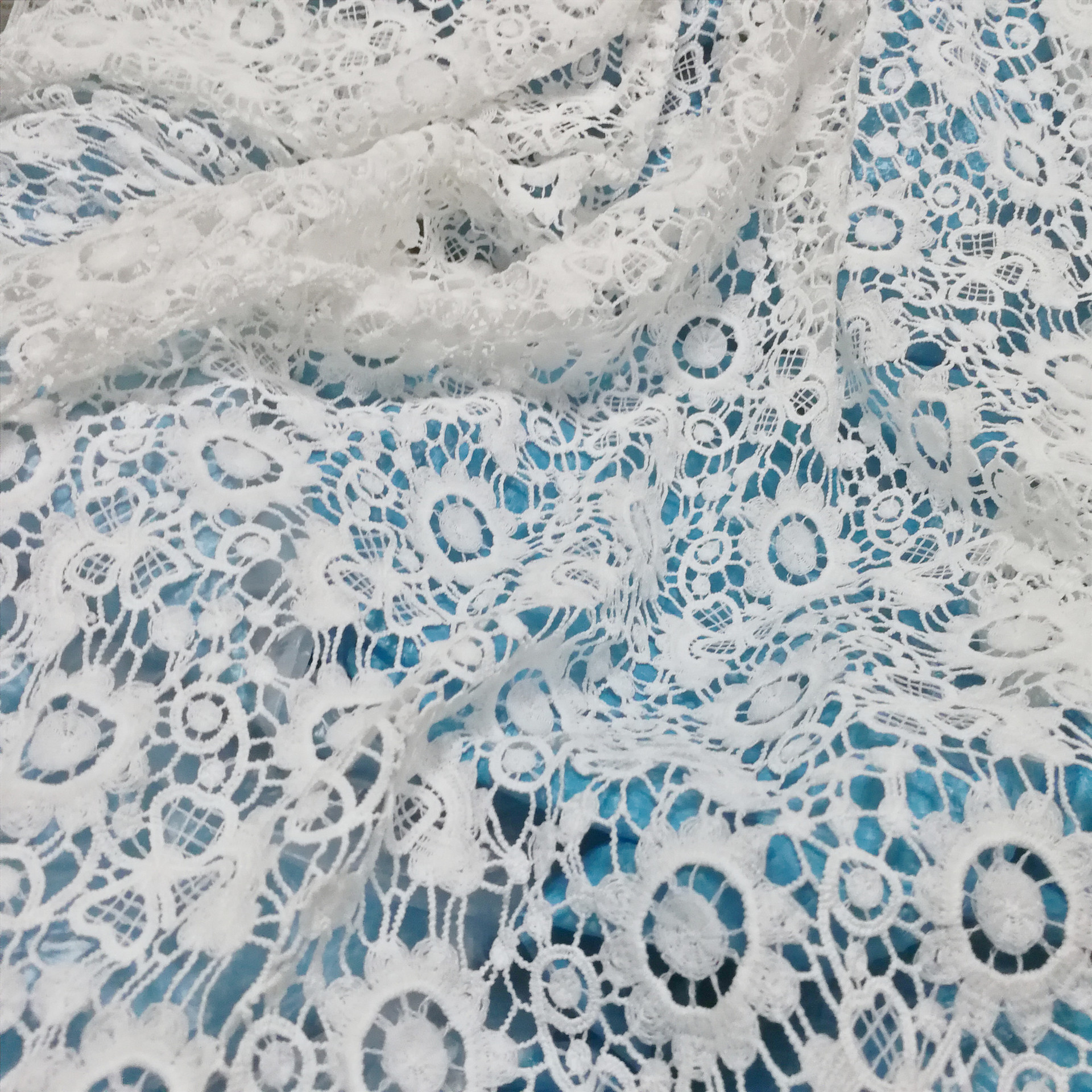 Hollow Water soluble milk silk embroidered lace fabric small floral wedding dress bag curtain women's white fabric