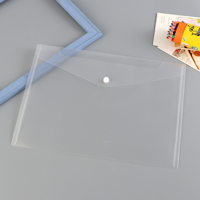 Picture of Transparent snap file bag a4 a5 pp plastic student file storage bag color folder wholesale can be set