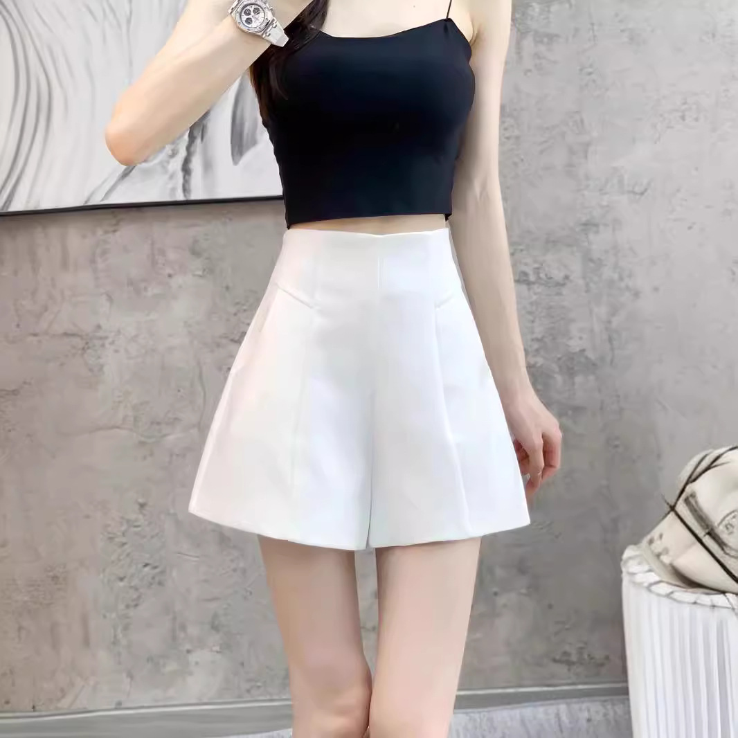 Thin High Waist Black Suit Shorts Women's 2024 Summer Simple Loose A- line Wide Leg Slimming All-match Casual Pants