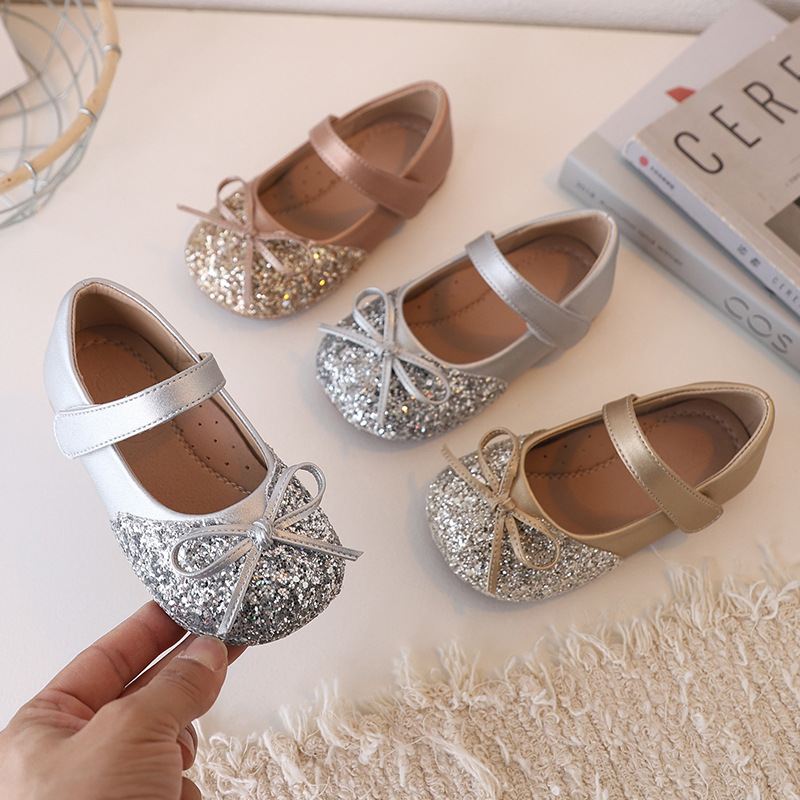 Spring and Autumn Western Style Girl's Crystal Shoes 2025 Spring and Autumn All-match Princess Shoes Children's Leather Shoes Fashionable Soft Bottom Baby Shoes