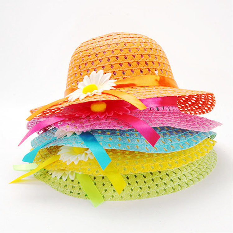 Picture of New Sunflower Children's Straw Hat Handbag Set Girls Straw Sun Hat Beach Hat Wholesale