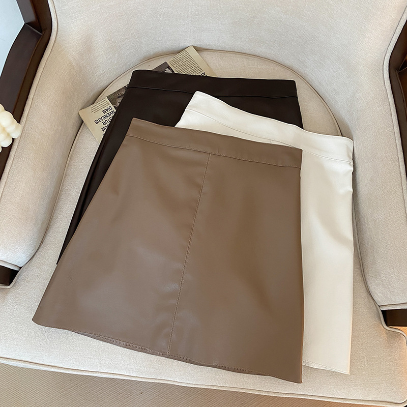 Pua Women's Skirt Spring and Autumn Air Proton Hip Skirt Small Leather Skirt Skirt High Waist Black Socialite Small Man