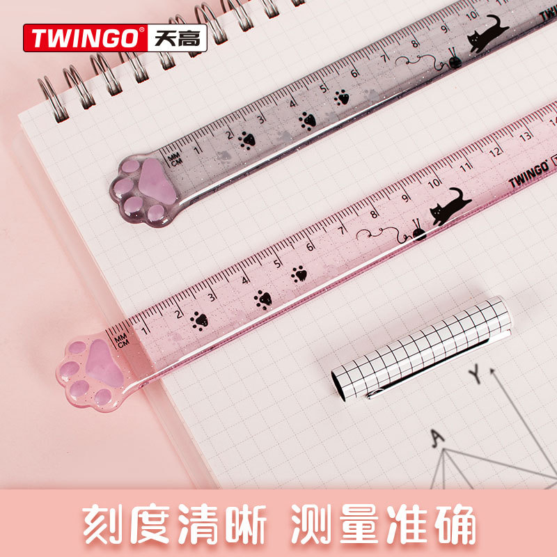 TWINGO Creative Cat's Claw 15cm Ruler Students Learn to Use Stationery High Color Value Measuring Ruler Transparent Plastic Ruler