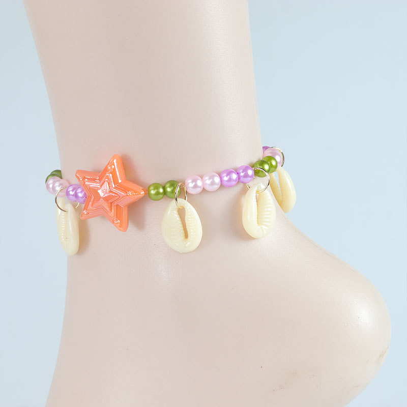 Ocean Wonder 2 Anklet Moana Princess Starfish Tassel Ocean Shell Pearl Beaded Chain Anklet