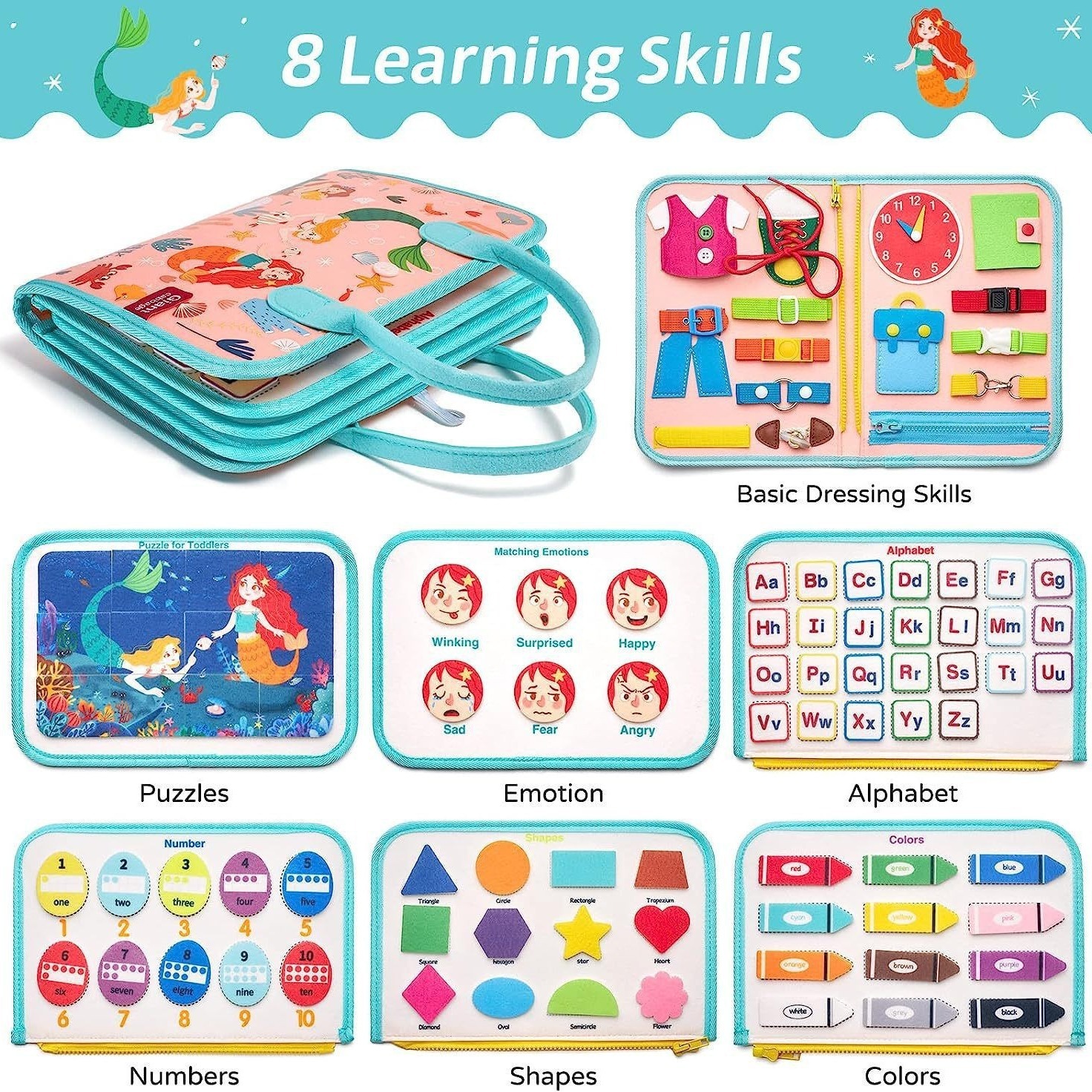 Felt Learning Board pink baby girl early education puzzle Montessori cross-border wholesale Amazon felt busy board