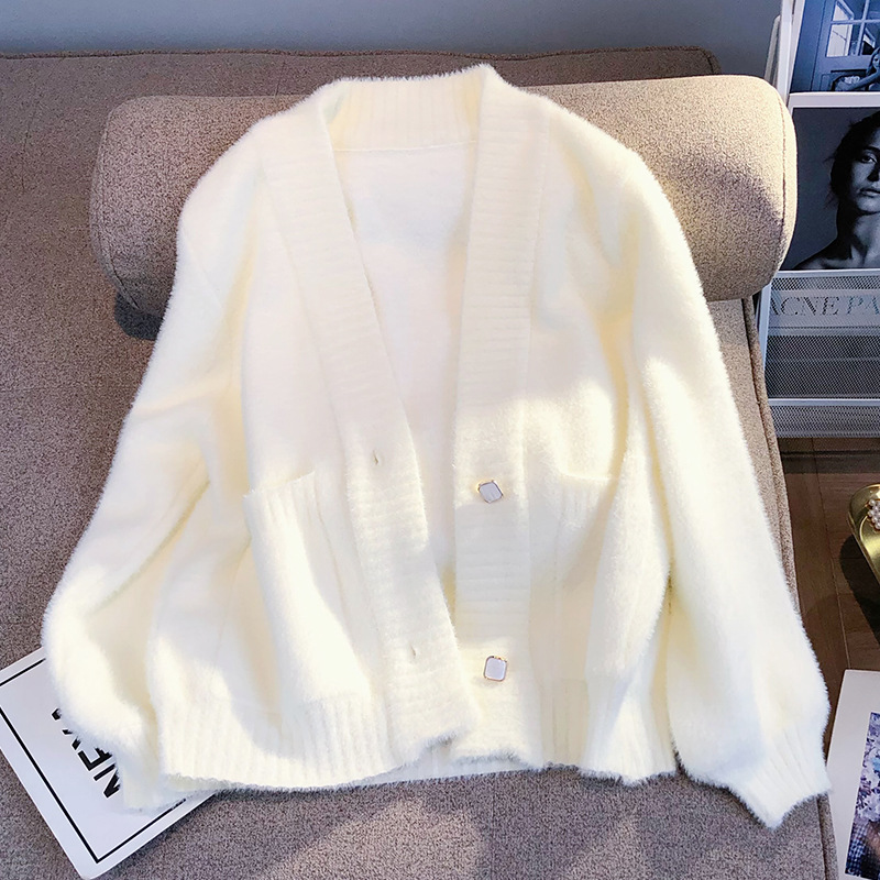 Picture of 2024 New Spring and Autumn Furry Knitted Sweater Cardigan Tops Small Warm Long Sleeve Style Top for Women