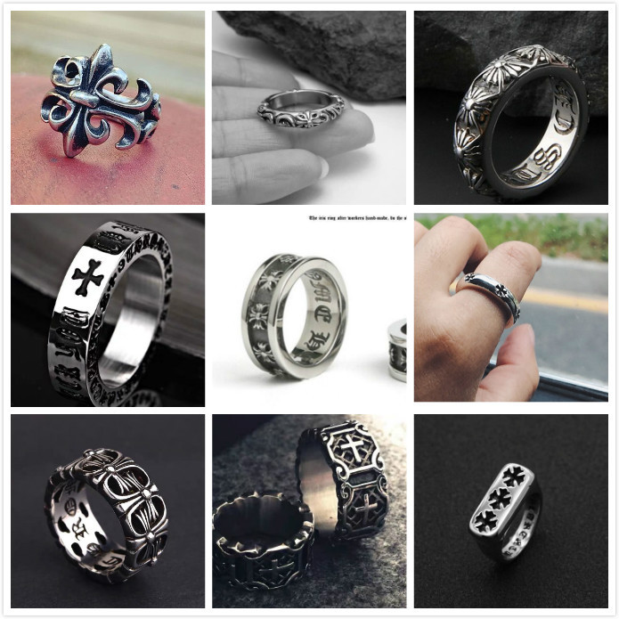 Titanium steel ring men's and women's cross star retro simple fashion simple casting ring wholesale